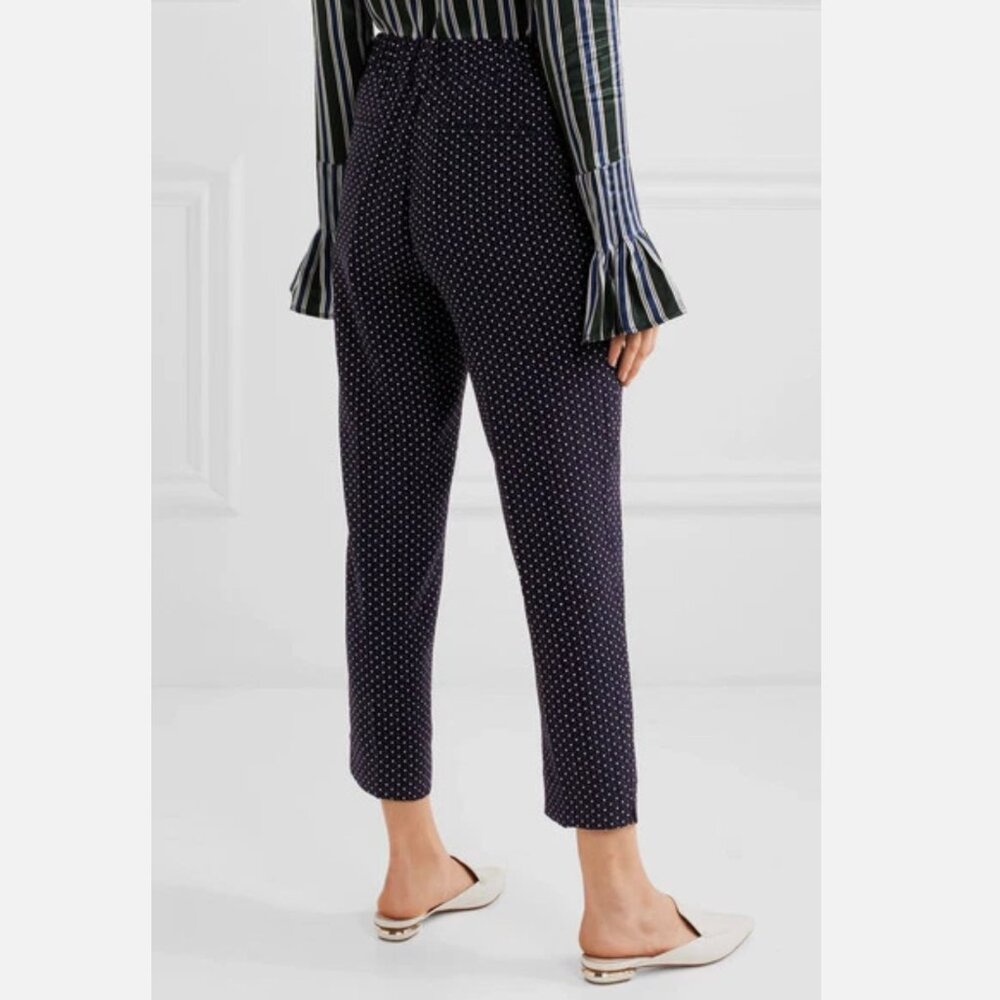 J.Crew Polk Dot Patterned Crepe Slim Leg Navy Pants Trousers